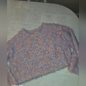 Multicolor Fuzzy Women's Cropped Sweater Womens XS Urban Outfitters